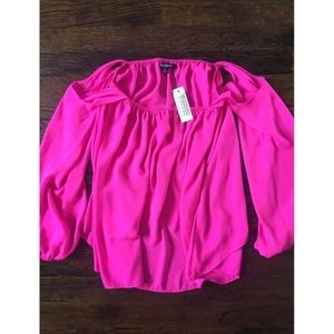 Pink off shoulder chiffon top